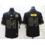 Men's Las Vegas Raiders #94 Carl Nassib Black Golden Edition 60th Patch Stitched Nike Limited Jersey