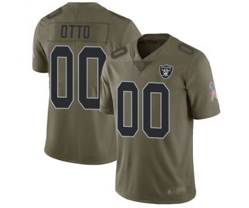 Men's Limited #00 Jim Otto Olive Jersey 2017 Salute To Service Football Oakland Raiders