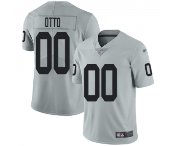 Men's Limited #00 Jim Otto Silver Jersey Inverted Legend Football Oakland Raiders
