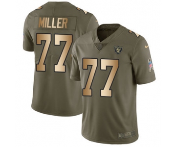 Men's Nike Raiders #77 Kolton Miller Olive Gold Stitched NFL Limited 2017 Salute to Service Jersey