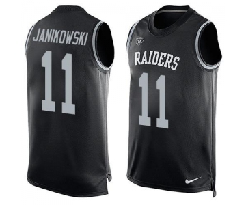 Men's Oakland Raiders 11 Sebastian Janikowski Nike Black Printed Player Name & Number Tank Top