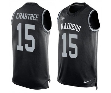 Men's Oakland Raiders 15 Michael Crabtree Nike Black Printed Player Name & Number Tank Top