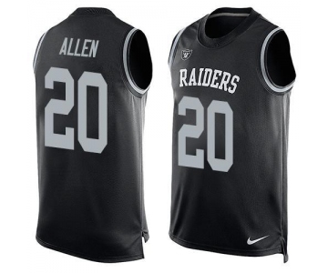 Men's Oakland Raiders 20 Nate Allen Nike Black Printed Player Name & Number Tank Top