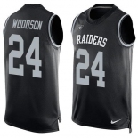 Men's Oakland Raiders #24 Charles Woodson Black Nike Tank Top Printed NFL Limited Jersey