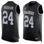 Men's Oakland Raiders 24 Charles Woodson Nike Black Printed Player Name & Number Tank Top