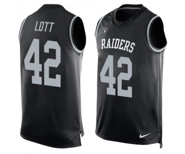 Men's Oakland Raiders 42 Ronnie Lott Nike Black Printed Player Name & Number Tank Top