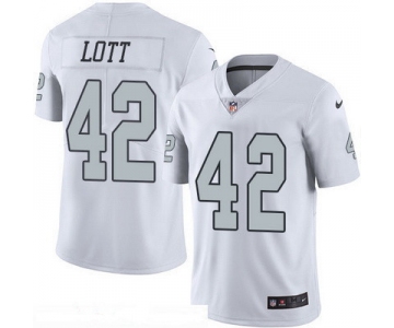 Men's Oakland Raiders #42 Ronnie Lott Retired White 2016 Color Rush Stitched NFL Nike Limited Jersey