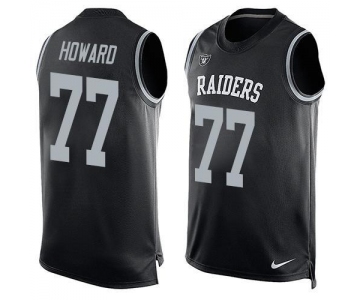 Men's Oakland Raiders 77 Austin Howard Nike Black Printed Player Name & Number Tank Top