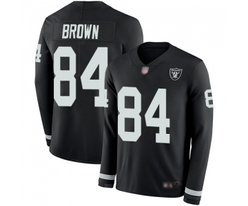 Men's Oakland Raiders #84 Antonio Brown Black Team Color Stitched Football Limited Therma Long Sleeve Jersey