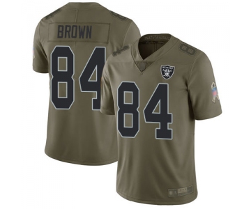 Men's Oakland Raiders #84 Antonio Brown Olive Stitched Football Limited 2017 Salute To Service Jersey