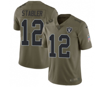 Nike Oakland Raiders #12 Kenny Stabler Olive Men's Stitched NFL Limited 2017 Salute To Service Jersey