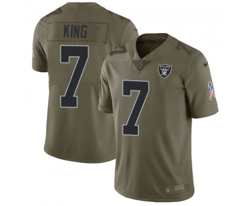 Nike Oakland Raiders #7 Marquette King Olive Men's Stitched NFL Limited 2017 Salute To Service Jersey