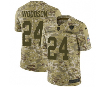 Nike Raiders #24 Charles Woodson Camo Men's Stitched NFL Limited 2018 Salute To Service Jersey