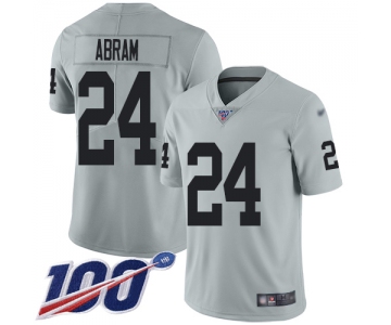 Nike Raiders #24 Johnathan Abram Silver Men's Stitched NFL Limited Inverted Legend 100th Season Jersey