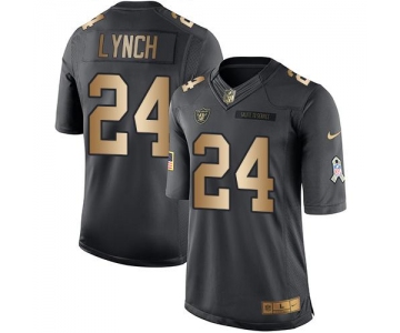 Nike Raiders #24 Marshawn Lynch Black Men's Stitched NFL Limited Gold Salute To Service Jersey