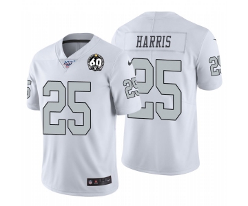 Nike Raiders #25 Erik Harris White 60th Anniversary Patch Men's Stitched NFL 100 Limited Color Rush Jersey