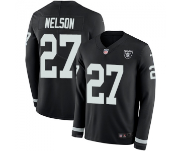 Nike Raiders #27 Reggie Nelson Black Team Color Men's Stitched NFL Limited Therma Long Sleeve Jersey