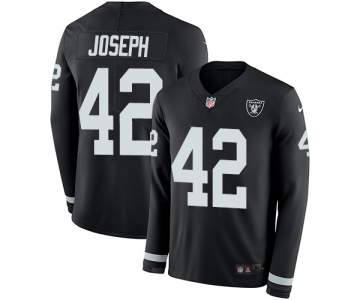 Nike Raiders #42 Karl Joseph Black Team Color Men's Stitched NFL Limited Therma Long Sleeve Jersey