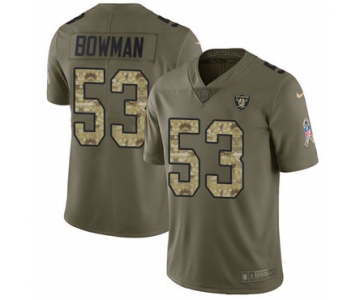 Nike Raiders #53 NaVorro Bowman Olive Camo Men's Stitched NFL Limited 2017 Salute To Service Jersey