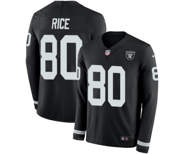 Nike Raiders #80 Jerry Rice Black Team Color Men's Stitched NFL Limited Therma Long Sleeve Jersey
