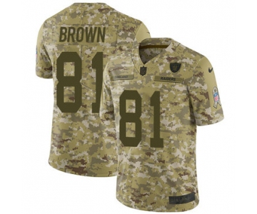 Nike Raiders #81 Tim Brown Camo Men's Stitched NFL Limited 2018 Salute To Service Jersey