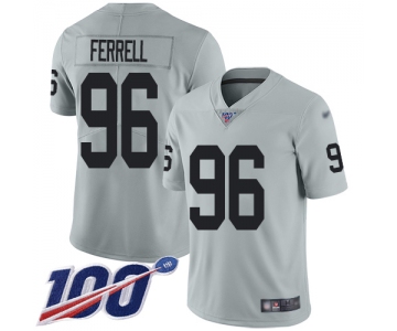 Nike Raiders #96 Clelin Ferrell Silver Men's Stitched NFL Limited Inverted Legend 100th Season Jersey