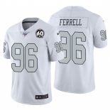 Nike Raiders #96 Clelin Ferrell White 60th Anniversary Patch Men's Stitched NFL 100 Limited Color Rush Jersey