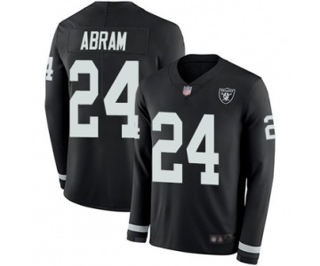 Raiders #24 Johnathan Abram Black Team Color Men's Stitched Football Limited Therma Long Sleeve Jersey