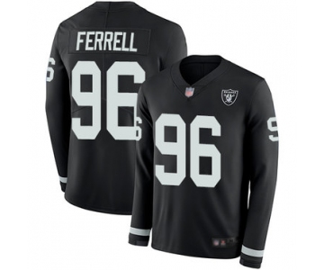 Raiders #96 Clelin Ferrell Black Team Color Men's Stitched Football Limited Therma Long Sleeve Jersey