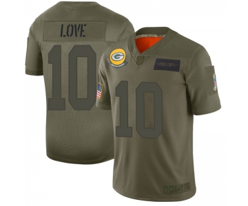 Men's Green Bay Packers #10 Jordan Love Camo Limited 2019 Salute to Service Jersey