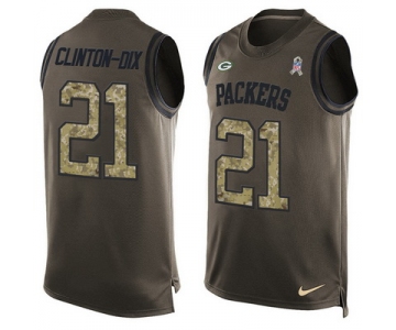 Men's Green Bay Packers #21 Ha Ha Clinton-Dix Green Salute to Service Hot Pressing Player Name & Number Nike NFL Tank Top Jersey