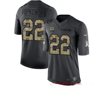Men's Green Bay Packers #22 Aaron Ripkowski Black Anthracite 2016 Salute To Service Stitched NFL Nike Limited Jersey