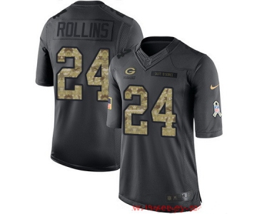 Men's Green Bay Packers #24 Quinten Rollins Black Anthracite 2016 Salute To Service Stitched NFL Nike Limited Jersey