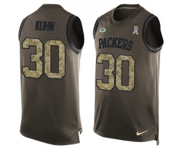 Men's Green Bay Packers #30 John Kuhn Green Salute to Service Hot Pressing Player Name & Number Nike NFL Tank Top Jersey