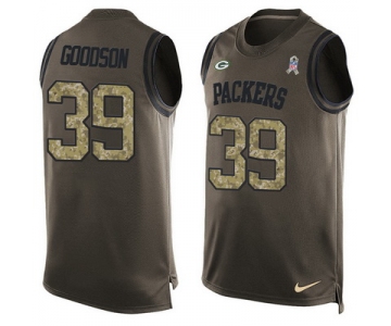 Men's Green Bay Packers #39 Demetri Goodson Green Salute to Service Hot Pressing Player Name & Number Nike NFL Tank Top Jersey