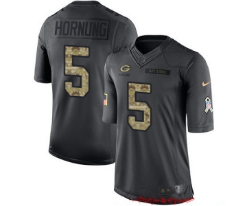 Men's Green Bay Packers #5 Paul Hornung Black Anthracite 2016 Salute To Service Stitched NFL Nike Limited Jersey