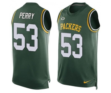 Men's Green Bay Packers #53 Nick Perry Green Hot Pressing Player Name & Number Nike NFL Tank Top Jersey