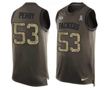 Men's Green Bay Packers #53 Nick Perry Green Salute to Service Hot Pressing Player Name & Number Nike NFL Tank Top Jersey