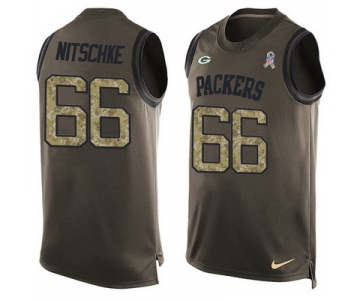 Men's Green Bay Packers #66 Ray Nitschke Green Salute to Service Hot Pressing Player Name & Number Nike NFL Tank Top Jersey