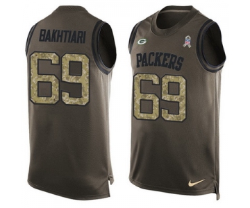 Men's Green Bay Packers #69 David Bakhtiari Green Salute to Service Hot Pressing Player Name & Number Nike NFL Tank Top Jersey