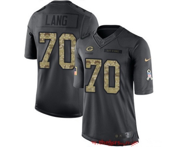 Men's Green Bay Packers #70 T.J. Lang Black Anthracite 2016 Salute To Service Stitched NFL Nike Limited Jersey