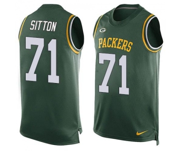 Men's Green Bay Packers #71 Josh Sitton Green Hot Pressing Player Name & Number Nike NFL Tank Top Jersey