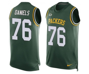 Men's Green Bay Packers #76 Mike Daniels Green Hot Pressing Player Name & Number Nike NFL Tank Top Jersey
