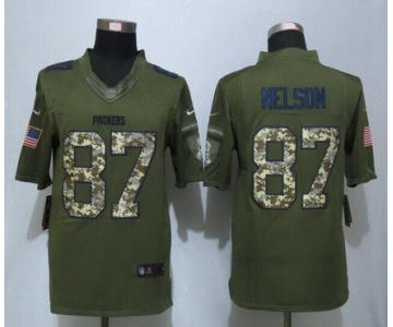 Men's Green Bay Packers #87 Jordy Nelson Green Salute To Service 2015 NFL Nike Limited Jersey