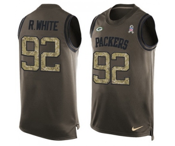 Men's Green Bay Packers #92 Riggie White Green Salute to Service Hot Pressing Player Name & Number Nike NFL Tank Top Jersey