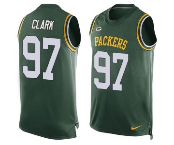 Men's Green Bay Packers #97 Kenny Clark Green Hot Pressing Player Name & Number Nike NFL Tank Top Jersey