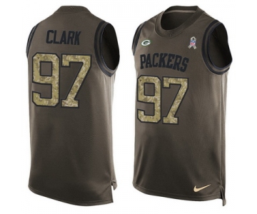Men's Green Bay Packers #97 Kenny Clark Green Salute to Service Hot Pressing Player Name & Number Nike NFL Tank Top Jersey
