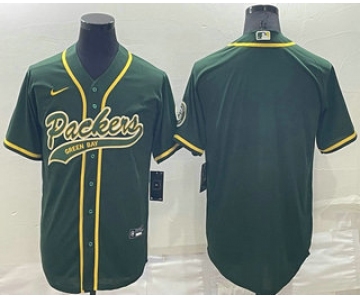 Men's Green Bay Packers Blank Green Stitched MLB Cool Base Nike Baseball Jersey