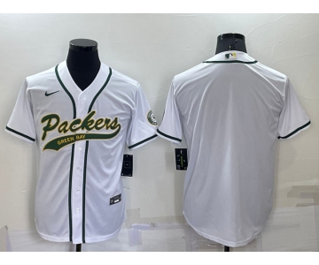Men's Green Bay Packers Blank White Stitched MLB Cool Base Nike Baseball Jersey