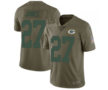 Nike Green Bay Packers #27 Josh Jones Olive Men's Stitched NFL Limited 2017 Salute To Service Jersey
